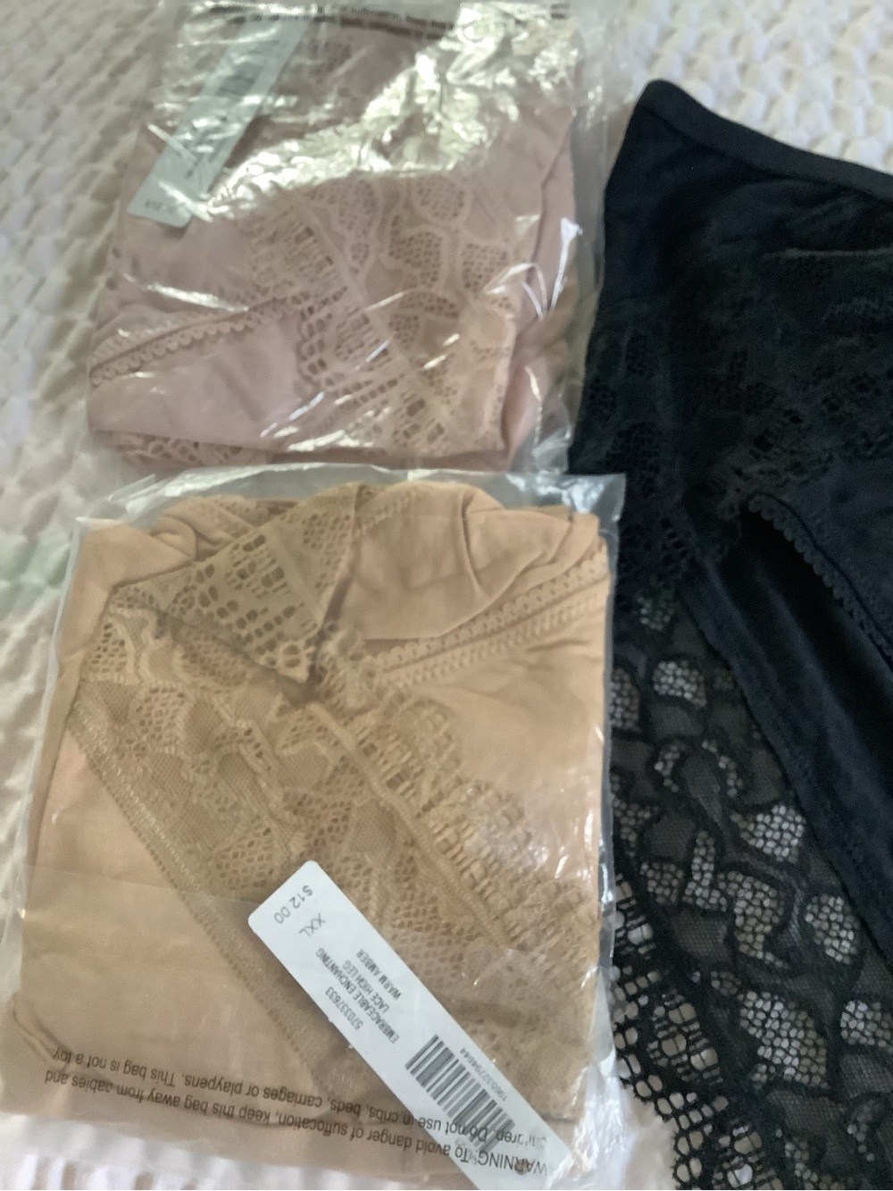 Soma Lace Panties in Black, blush and Nude